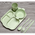 6-Pieces PP Wheat Straw Children Tableware Set